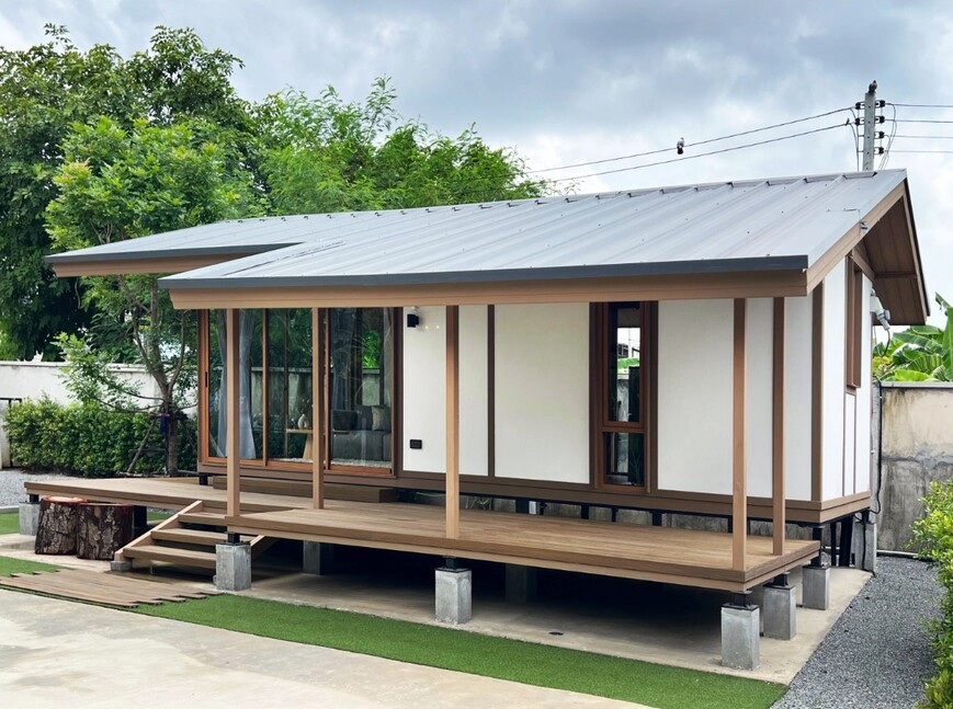 บ้านสำเร็จรูป โมดูลาร์ ห้องสตูดิโอ พร้อมห้องน้ำและระเบียงในตัว