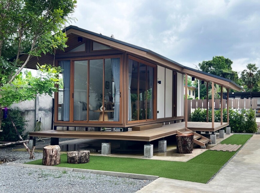 บ้านสำเร็จรูป โมดูลาร์ ห้องสตูดิโอ พร้อมห้องน้ำและระเบียงในตัว